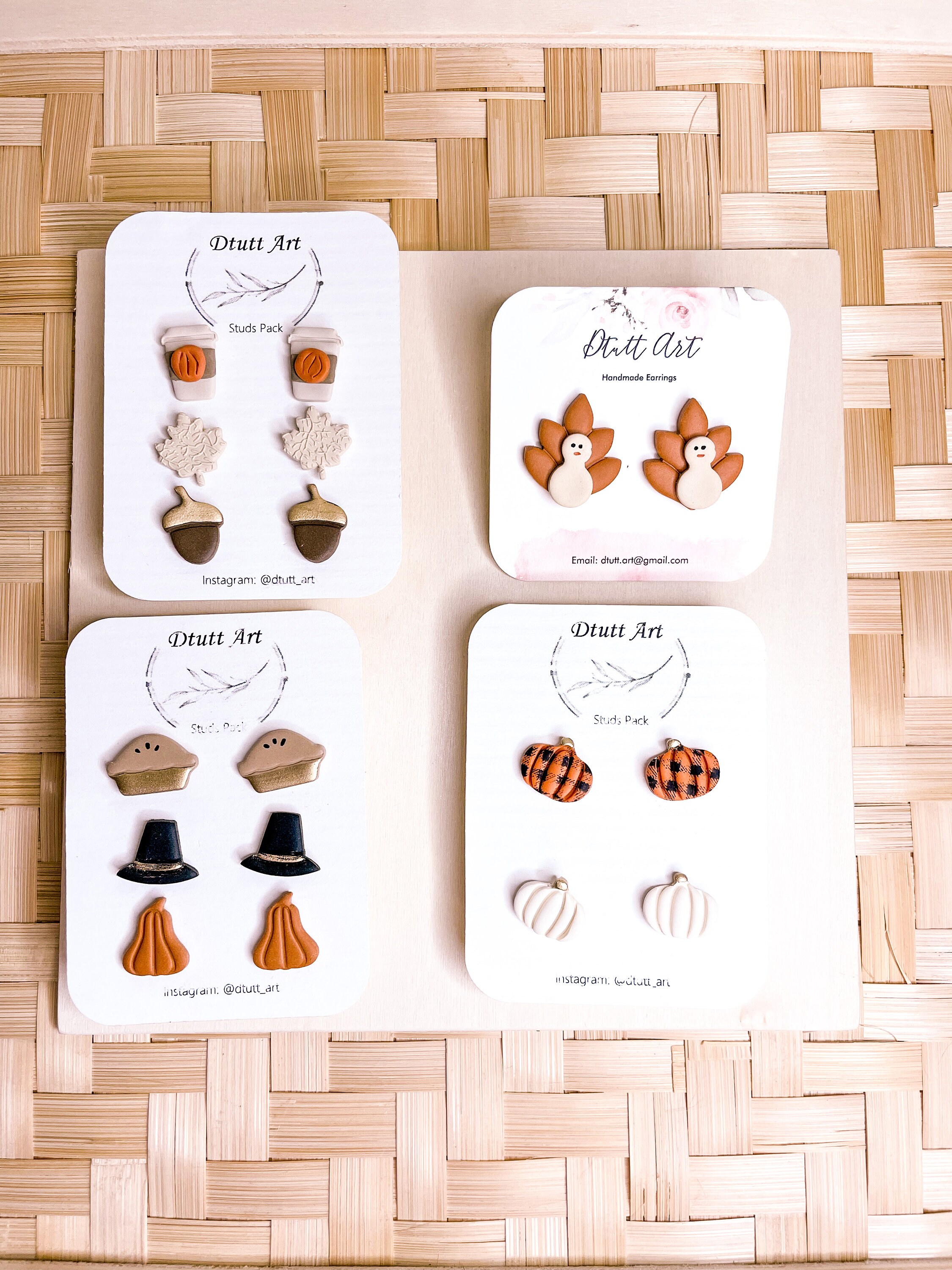 Thanksgiving Mini Stud Pack// Fall Clay Earrings, Fall Clay Earrings,…