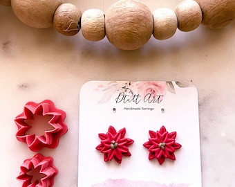 CLAY CUTTERS 2 Pc poinsettia  // PLA Filament, Winter Clay Cutters, Mini Small Stud Size, 0.4mm Cutting Edge