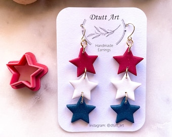 STAR CLAY CUTTER// Polymer Clay Cutters, pla Filament, Sharp Clay Cutters, Fourth of July Earring Cutters