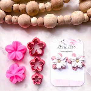 FLOWER B PLUM PRESS Mold and Cutter // Polymer Clay Cutter, Pla Filament, Sharp Clay Cutters, 0.3mm Cutting Edge