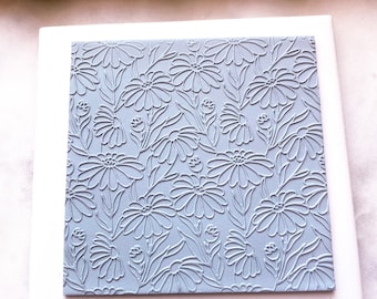 DAISIES MEDLEY TM06 Texture Mat, Clay Earrings, Clay Jewelry, Clay Roller Mat, Rubber Silicone Stamp., Polymer Texture Molds