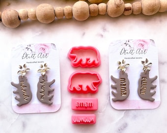 MAMA BEAR CUTTERS // Pla Filament, Mothers Day Clay Cutters, Motherhood Jewelry Supply, 0.3mm Cutting Edge