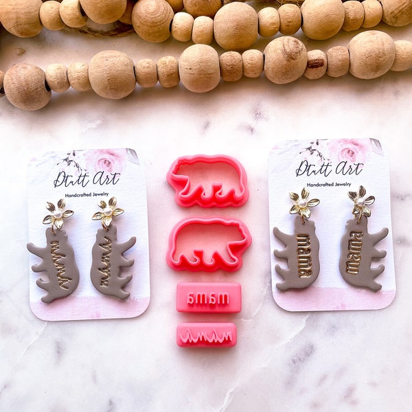 MAMA BEAR CUTTERS // Pla Filament, Mothers Day Clay Cutters, Motherhood Jewelry Supply, 0.3mm Cutting Edge