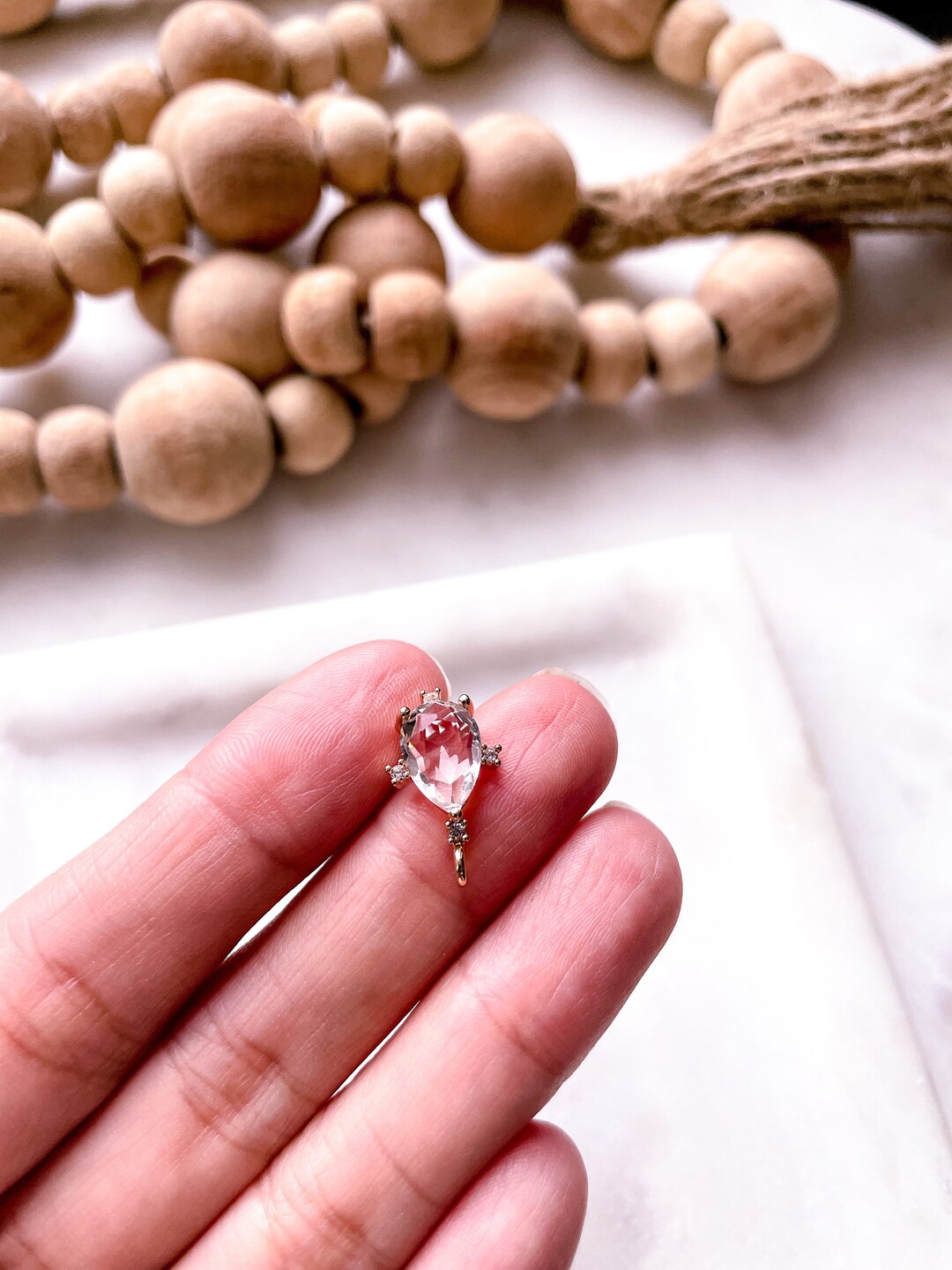 CRYSTAL TEARDROP Gold Earring Post Jewelry Charm Dangle Etsy