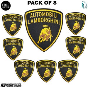 Pack Of 8 Lamborghini Logo Embroidery Racing Patch Biker Jacket Jersey Patch Iron On