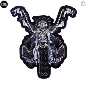Skeleton Ghost Rider Biker Embroidery Patch Large Back Jacket Vest Motif  Skull 12.5x11 Motorcycle