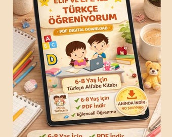 Türkisches Alphabet zum Ausdrucken für Kinder | Türkisch Buchstaben lernen mit Elif & Efe | Vorschularbeitsblatt PDF | Hausschulaktivität