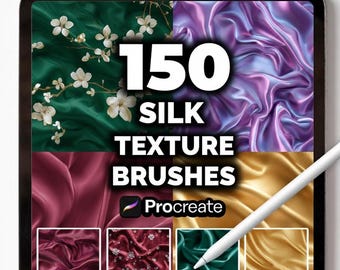 Mais de 150 pincéis realistas de textura de tecido para Procreate | Conjunto de pincéis para padrões têxteis | Download digital instantâneo