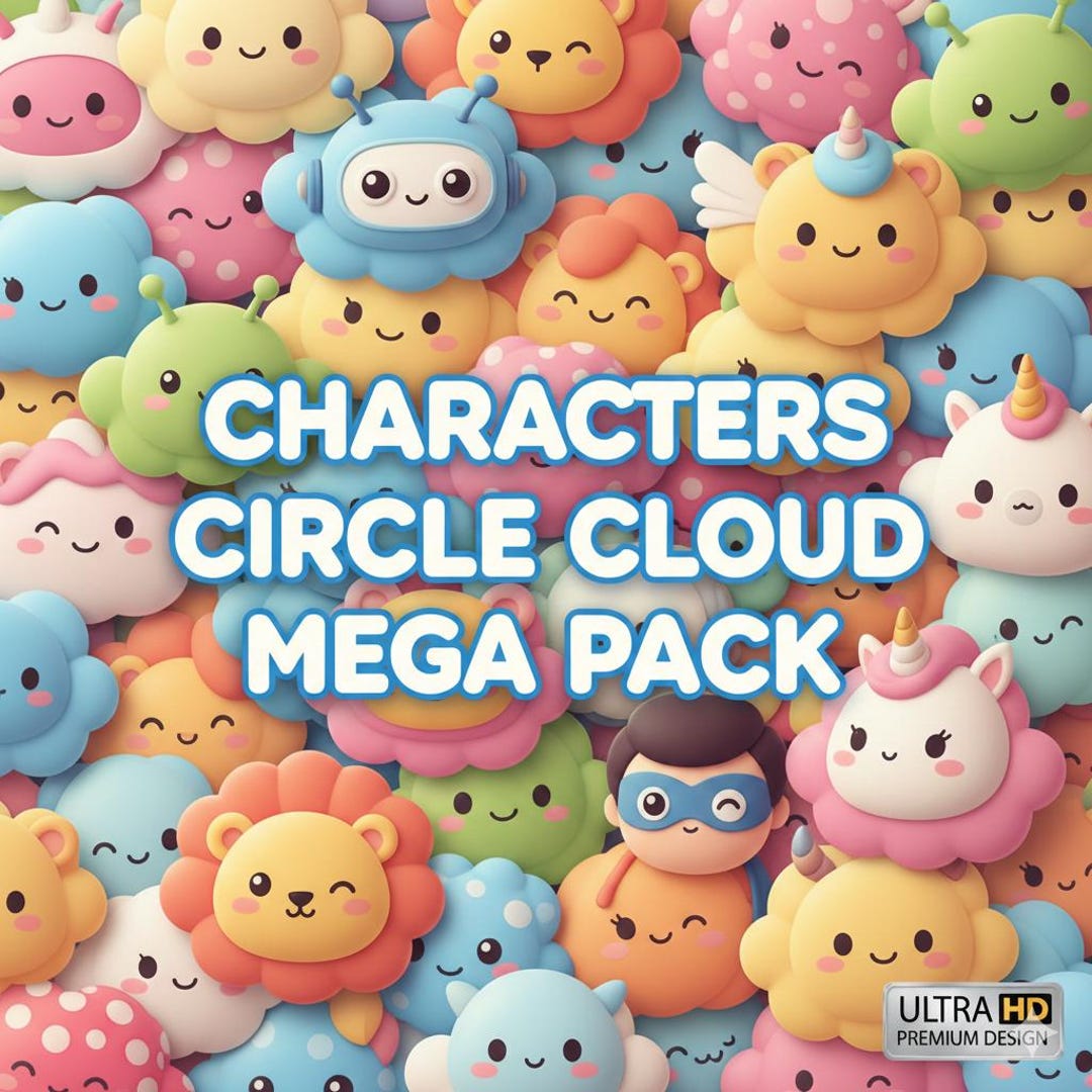 Cute Characters Circle Cloud Mega Pack - Etsy