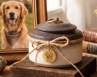 Personalized Pet Urn with Name & Dates, Custom Dog Memorial Jar, Cat Cremation Keepsake, Pet Loss Gift, Handcrafted Ceramic Urn