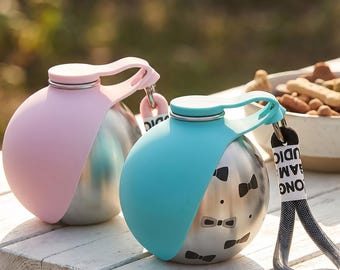 Tragbare Hundewasserflasche - Auslaufsichere Edelstahl-Reise-Trinkflasche für Spaziergänge und Wanderungen im Freien, haustierfreundliches Zubehör