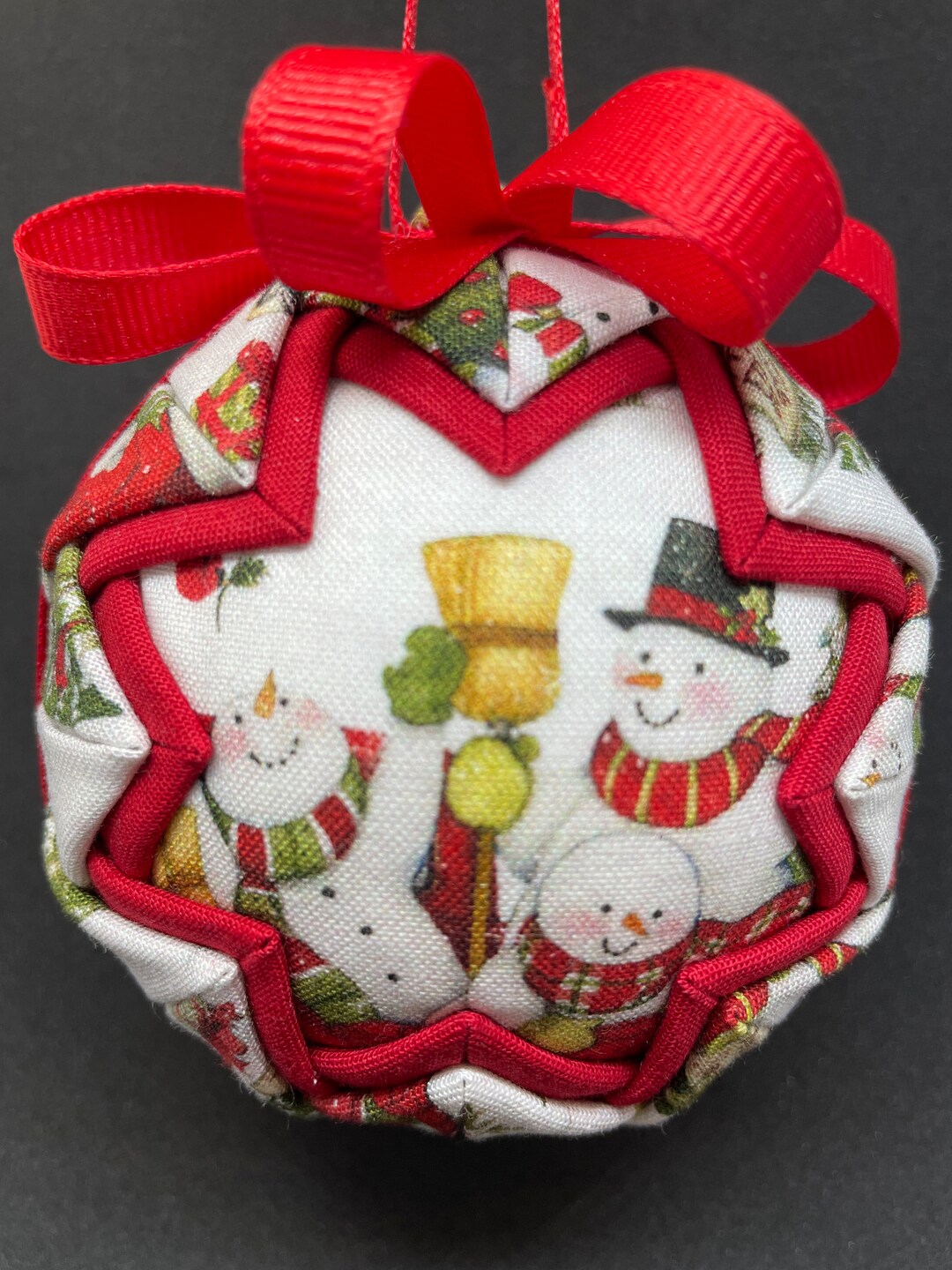 Quilted Fabric Ornament Snowman Holiday Gift Etsy