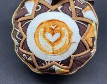Quilted Fabric Ornament Coffee Cup Beans