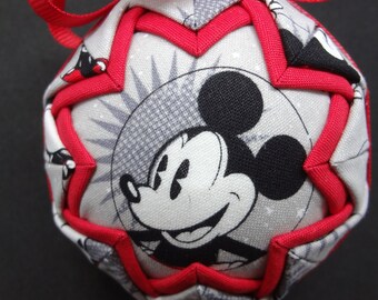 Quilted Fabric Ornament Disney Inspired Minnie and Mickey 2 Sided