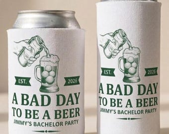 A Bad Day To Be A Beer Can Cooler, Custom Golf Bachelor Party Favor, Personalized Groom Insulator, Funny Wedding Beer Hugger, Groomsmen Gift