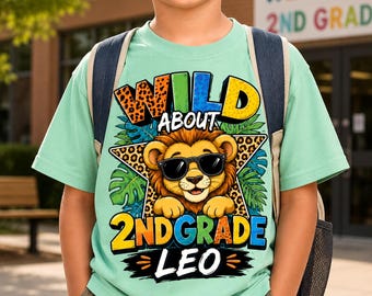 Custom Boy School Shirt, Wild About Grade Tee, Personalized Safari Top, First Day Of School, Kindergarten Outfit, Jungle Animal Shirt