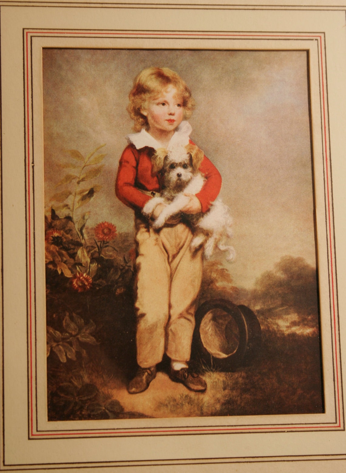 Vintage print of Famous Boy with Dog Painting mid Etsy