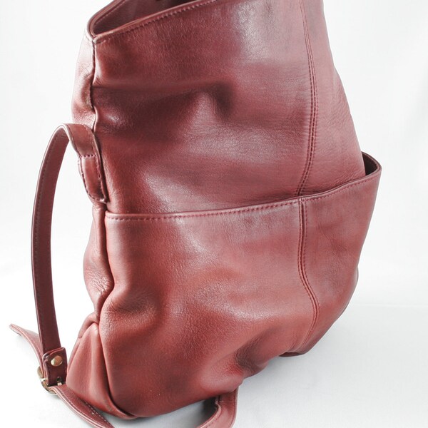 Vintage Gorgeous Oxblood Leather Crossover Pouch Bag by Levi Strauss & Co. circa 1980s