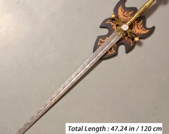 Red Cross Western Sword,with Display Plaque,Made of All Metal,Artistic craft props.