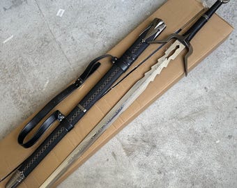 Ciri's Zireael Sword Replica, Wing-Shaped Guard, Metallic Stainless Steel Prop