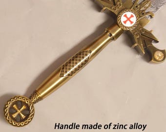 Medieval Knight Sword,Red Cross Western,with Display Plaque,Artistic craft props.