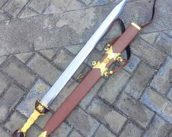 Roman-Style Legion Ornamental Sword with Leather Scabbard,Artistic craft props.