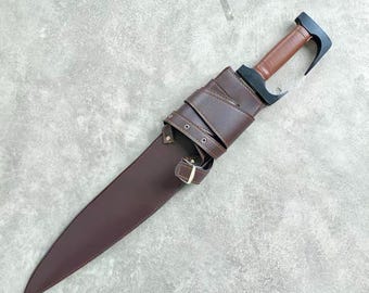 Handmade production,300 Spartan Warrior Replica Sword,Carbon Steel,Brown,Artistic Decorative Item.