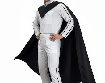 White Mandalorian Flight Suit with Black Cape | Din Djarin Inspired Cosplay Costume