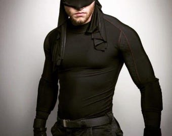 Black Stealth Vigilante Cosplay Costume Suit Mask Belt Tactical Superhero Outfit Mens