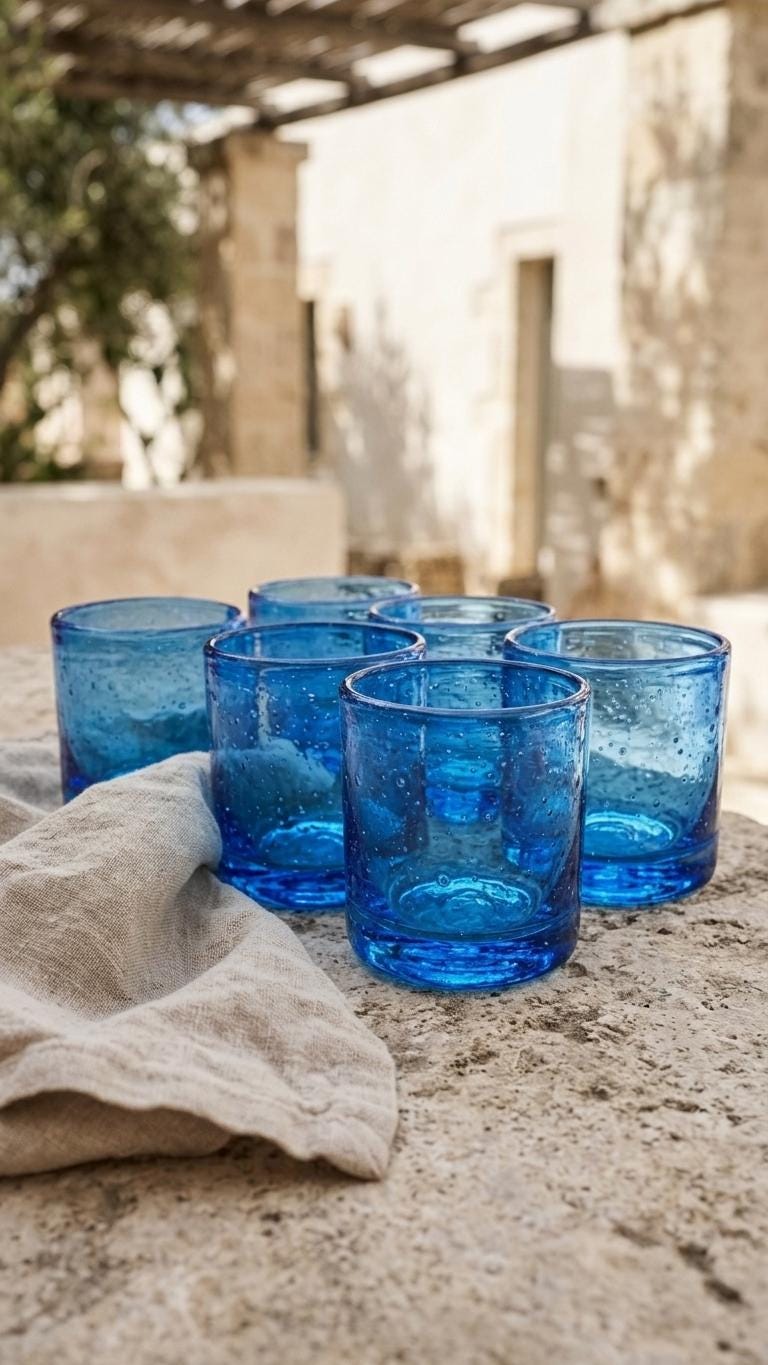 Dark blue glassware