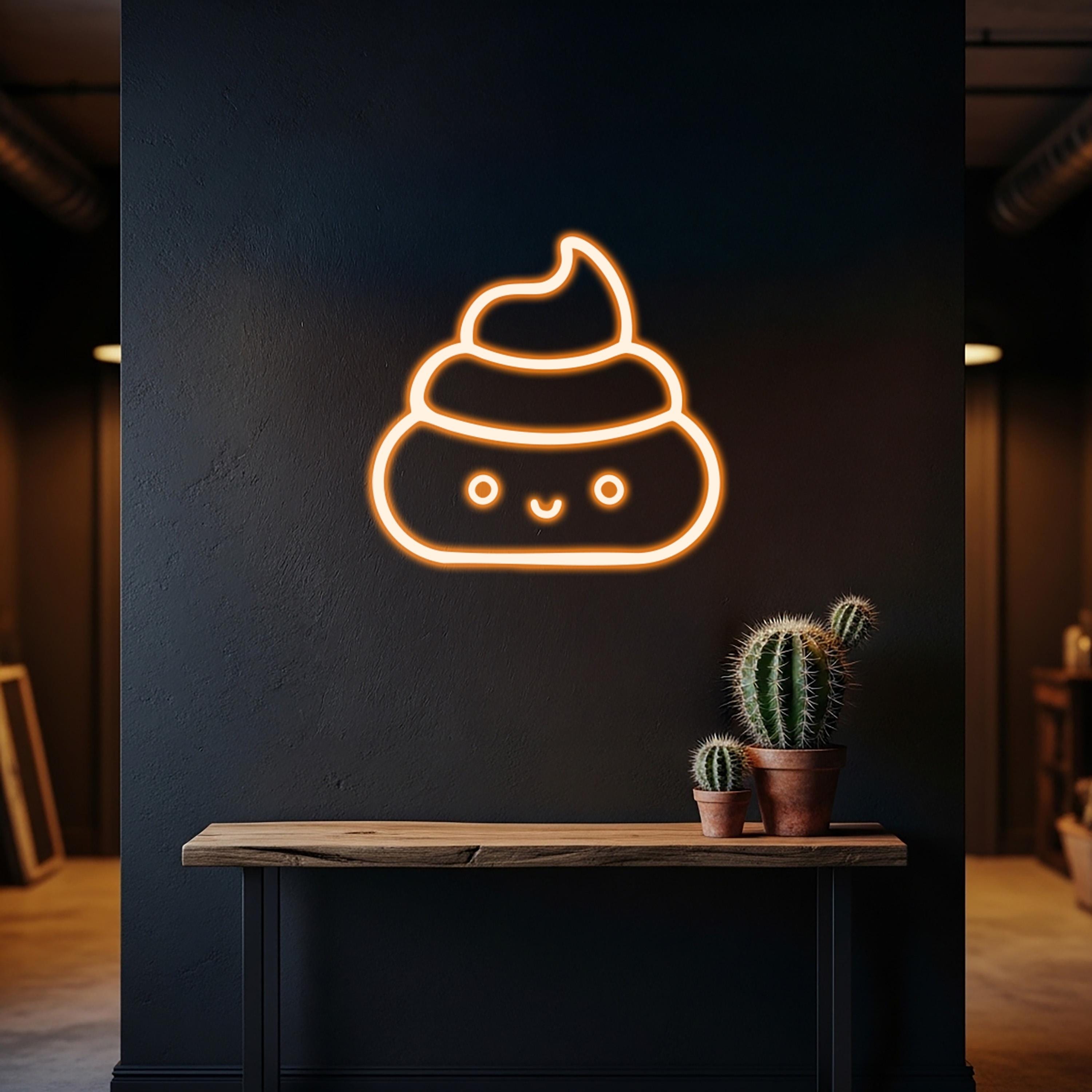 Funny Poop Emoji LED Neon Sign, Whimsical Bathroom Decor - Etsy