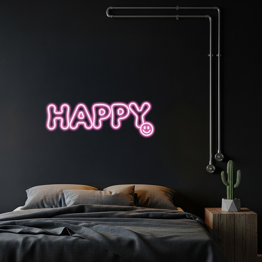 Happy Led Sign Happy Neon Sign, Smiley Sign, LED Positive Vibes Wall Light, Cute Gift ...