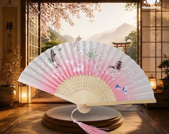 Japanese Fan, Chinese Motif, Women's Dance Ornament, Vintage Handheld Accessory
