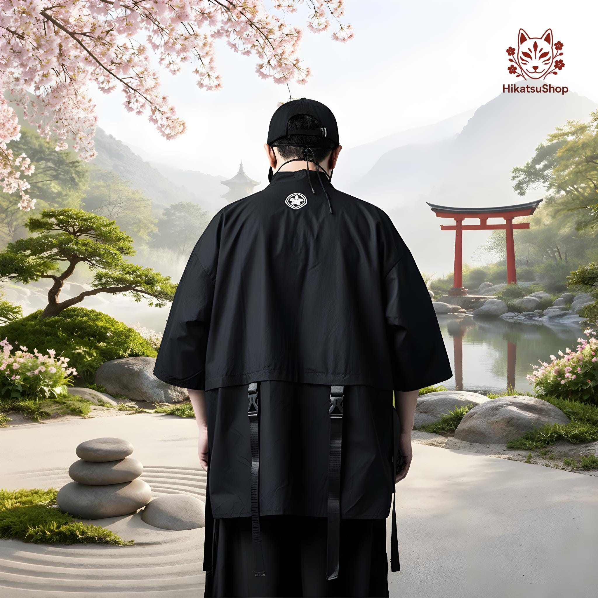 Japanese Kimono, Black Haori Cardigan, Samurai Cosplay, Ninja