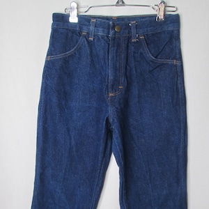 Vintage Rustler Denim Blue Jeans with Suede Leather Reinforced Knees size 40x30