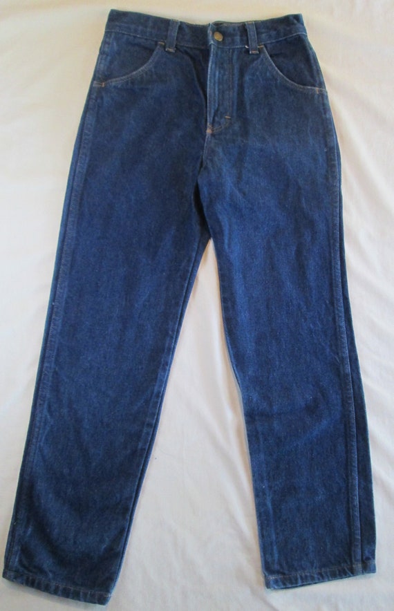 Vintage Rustler Denim Blue Jeans with Suede Leather Reinforced Knees size 40x30
