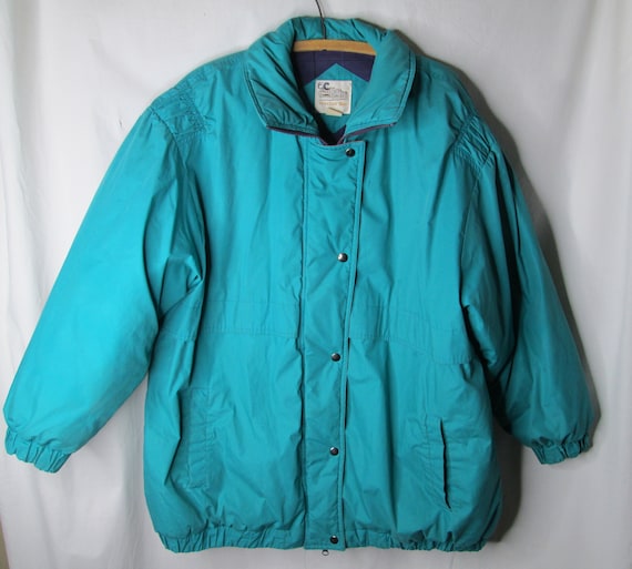 1980s Windsor Bay Down Puffer Jacket Coat Teal Blu