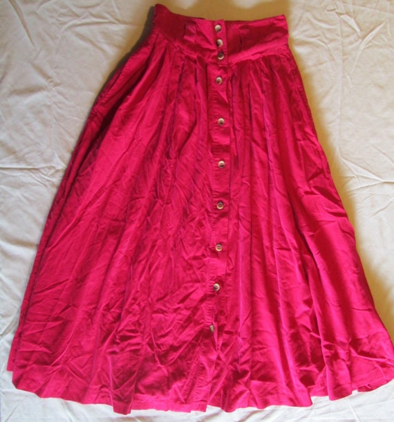 Nautica Neon Pink Corduroy Skirt Sz 8 Full Maxi 10