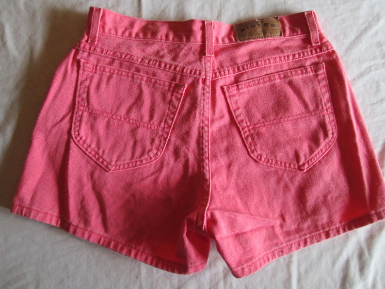 1990s Riders High Waisted Pink Denim Shorts 30 Bright Colorful 90s