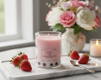 Handmade Boba Tea Candle – Scented Soy and Gel Wax