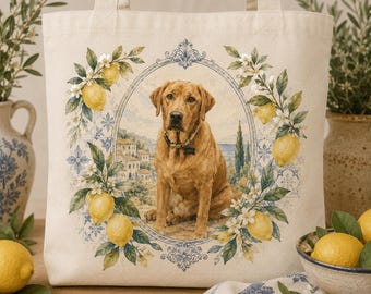 Custom Dog Tote Bag with Pet Portrait, Personalized Canvas Design