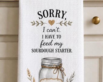 Custom Kitchen Towel with Sourdough Starter Design, Personalized Baking Gift