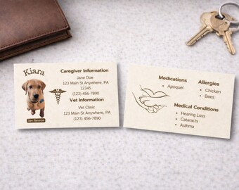 Custom Pet Emergency Medical Wallet Card