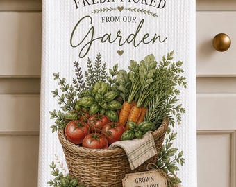 Fresh Picked Garden Kitchen Towel, Farmhouse Vegetable Design