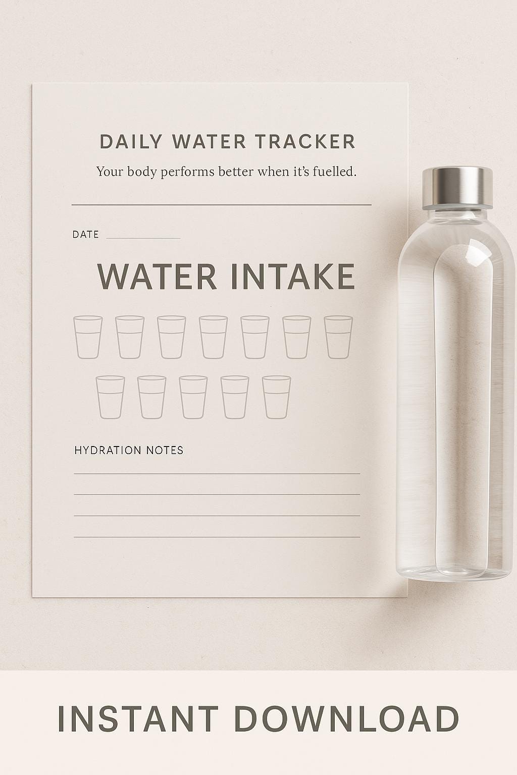 Water Intake Chart.pdf Daily Water Intake Tracker Printable PDF - Etsy