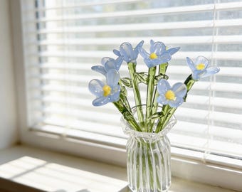 Artisan Handmade Glass Flower, Hand Blown Floral Sculpture for Home Decor