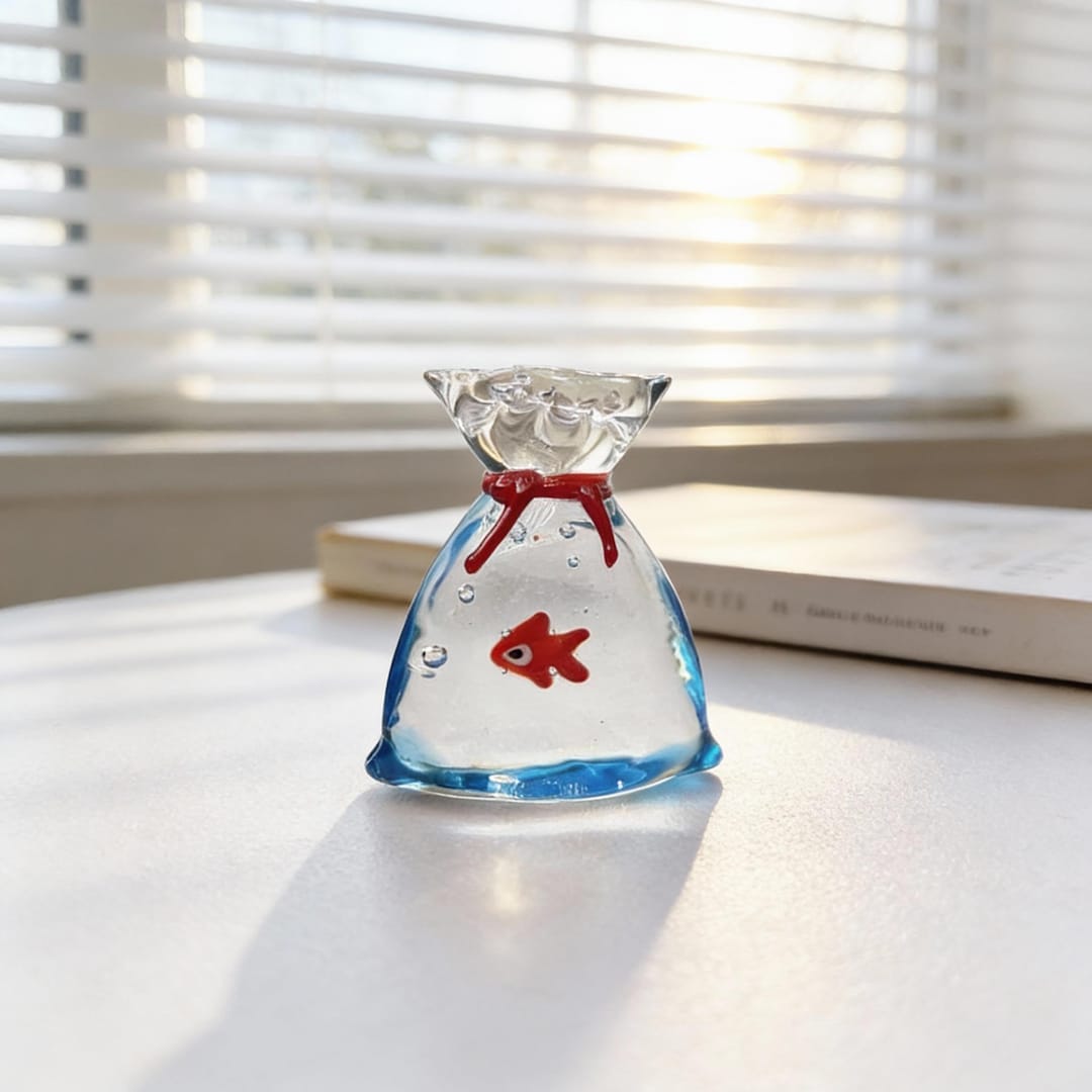 Mini Glass Goldfish Decor, Handcrafted Clear Glass Fish Figurines ...