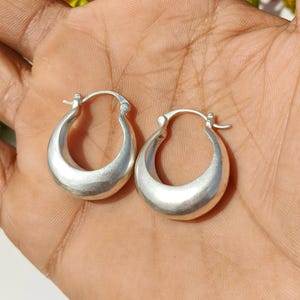 Handmade 925 Sterling Silver Chunky U-Shape Hoop Earrings – Minimalist Jewelry