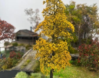 1:64Autumn model poplar tree  miniature model of a dollhouse garden, train landscape