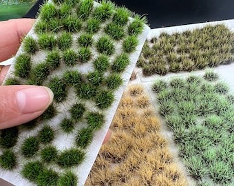 53 Miniature Grass Tuft Bush Clusters, Railway Diorama Scenery